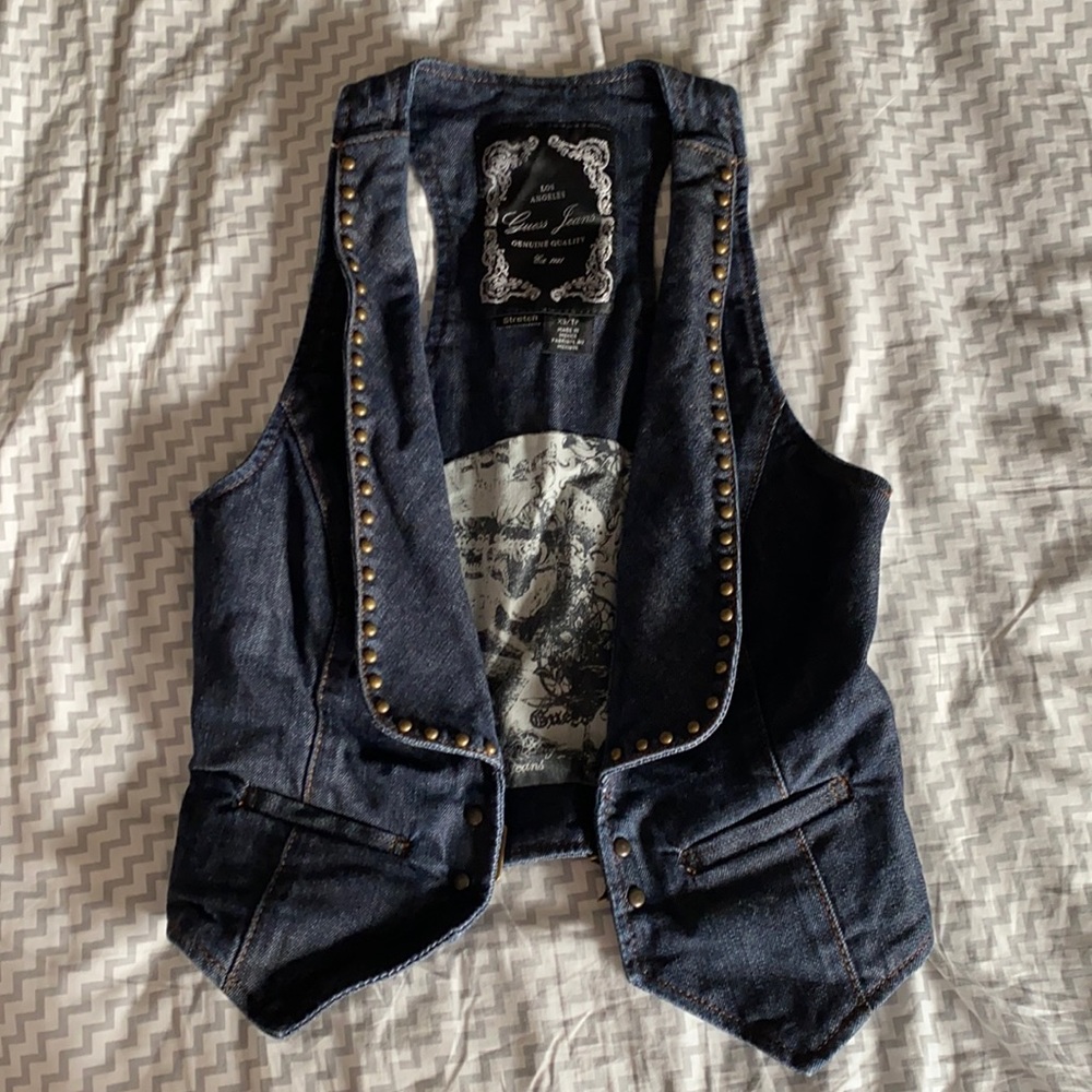 Guess Jeans Demin Studded Vest Women Size XS
